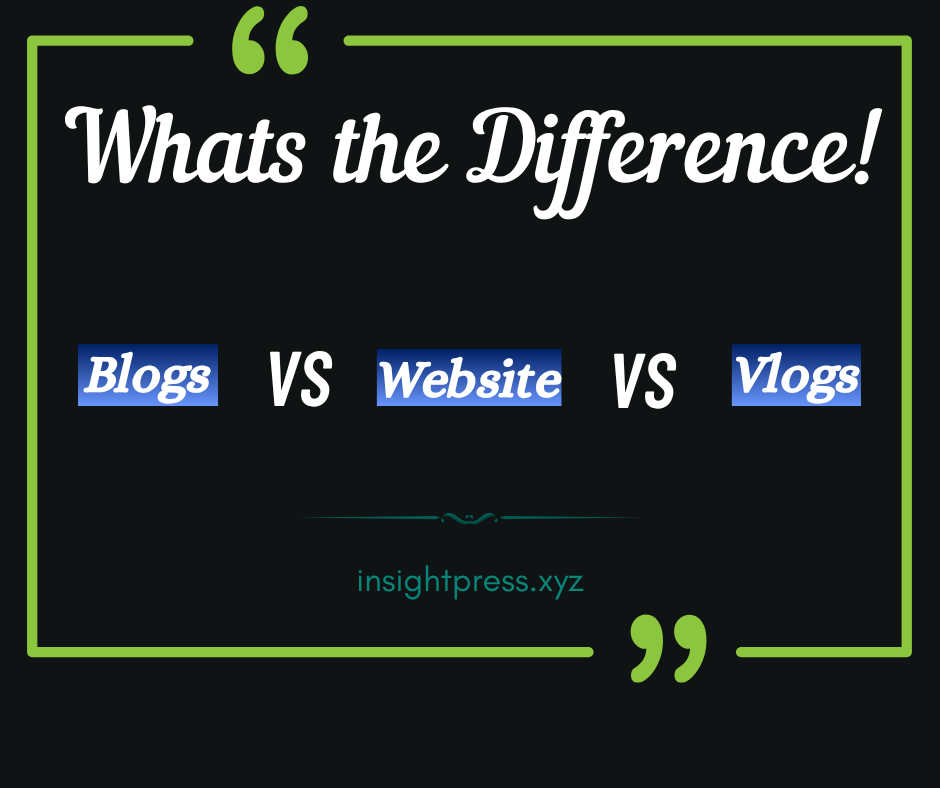 Blog vs Website vs Vlog